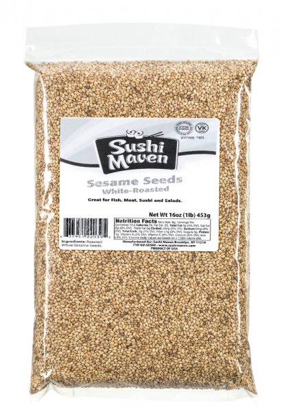 Sushi Maven Roasted White Sesame Seeds 1lb. - Click Image to Close